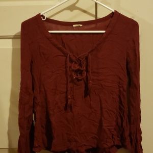 Burgundy red Hollister long sleeve shirt
